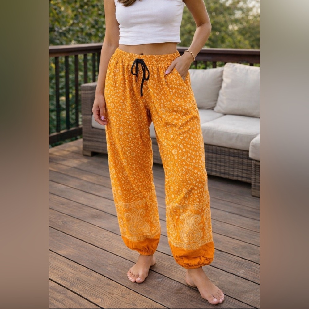 Orange Paisley Joggers Bottoms